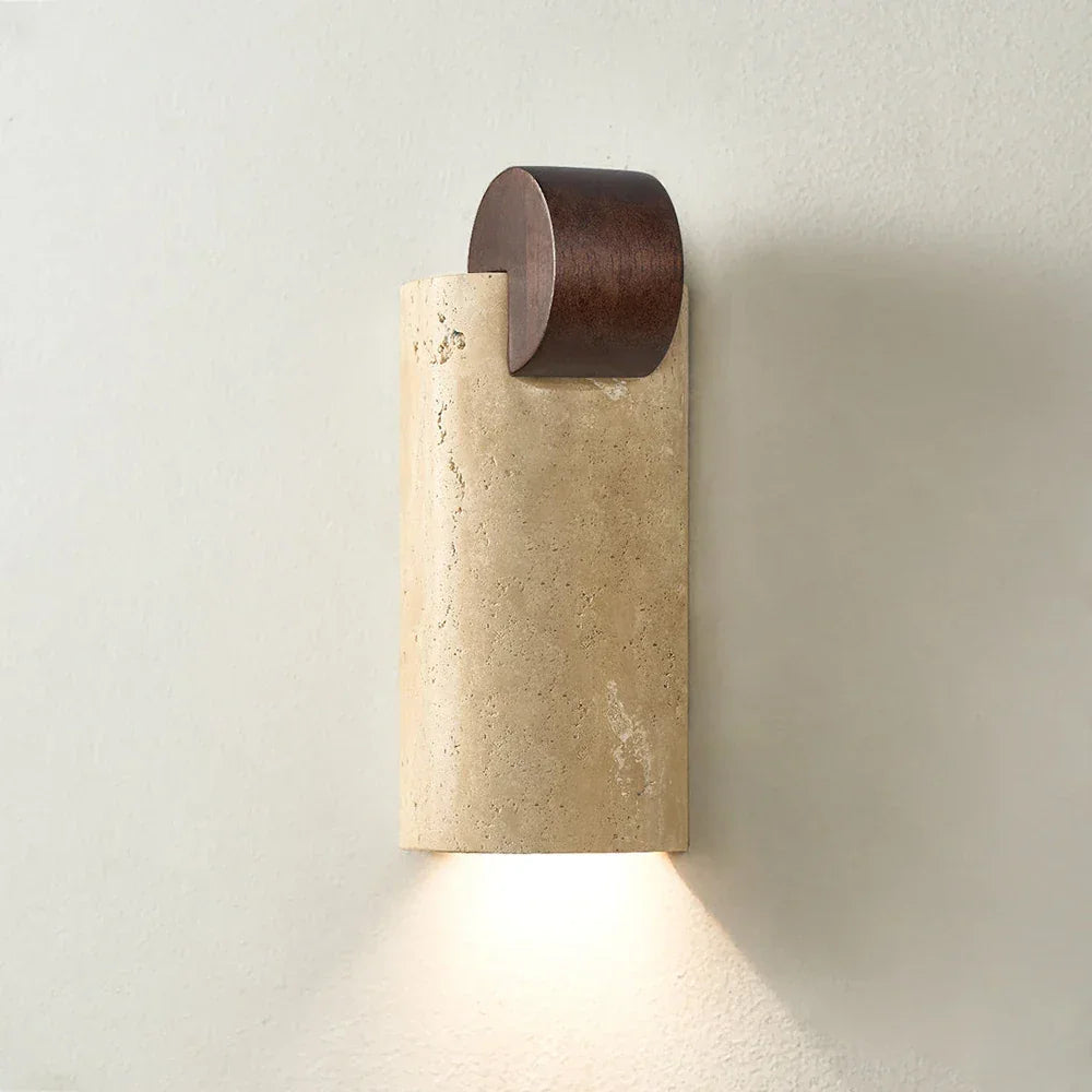Geometric Solenne Curve Travertine Wall Lamp – Travertine detail 12