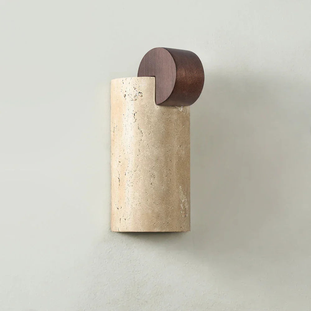 Geometric Solenne Curve Travertine Wall Lamp – Travertine detail 10