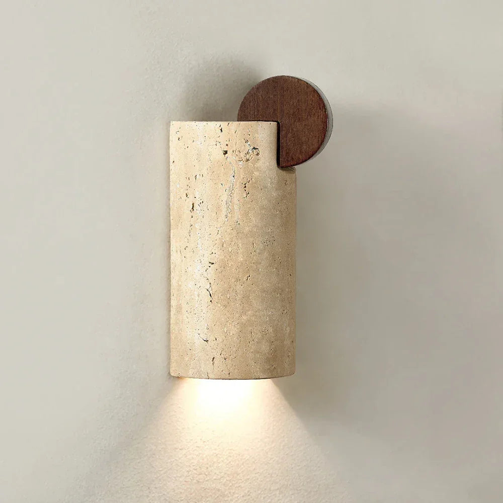 Geometric Solenne Curve Travertine Wall Lamp – Travertine detail 11