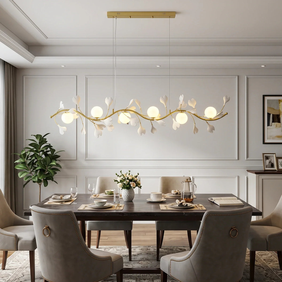 Ginkgo Vine Linear Glass Chandelier – Glass detail 7