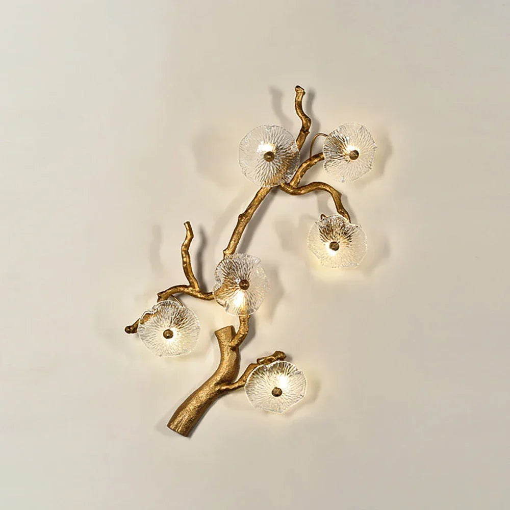 Glass Lotus Leaf Brass Branch Wall Lamp – Glass detail 16