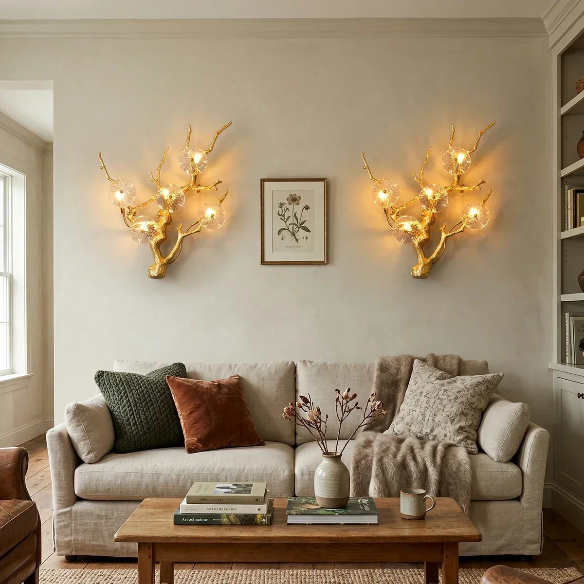 Glass Lotus Leaf Brass Branch Wall Lamp – Glass detail 9