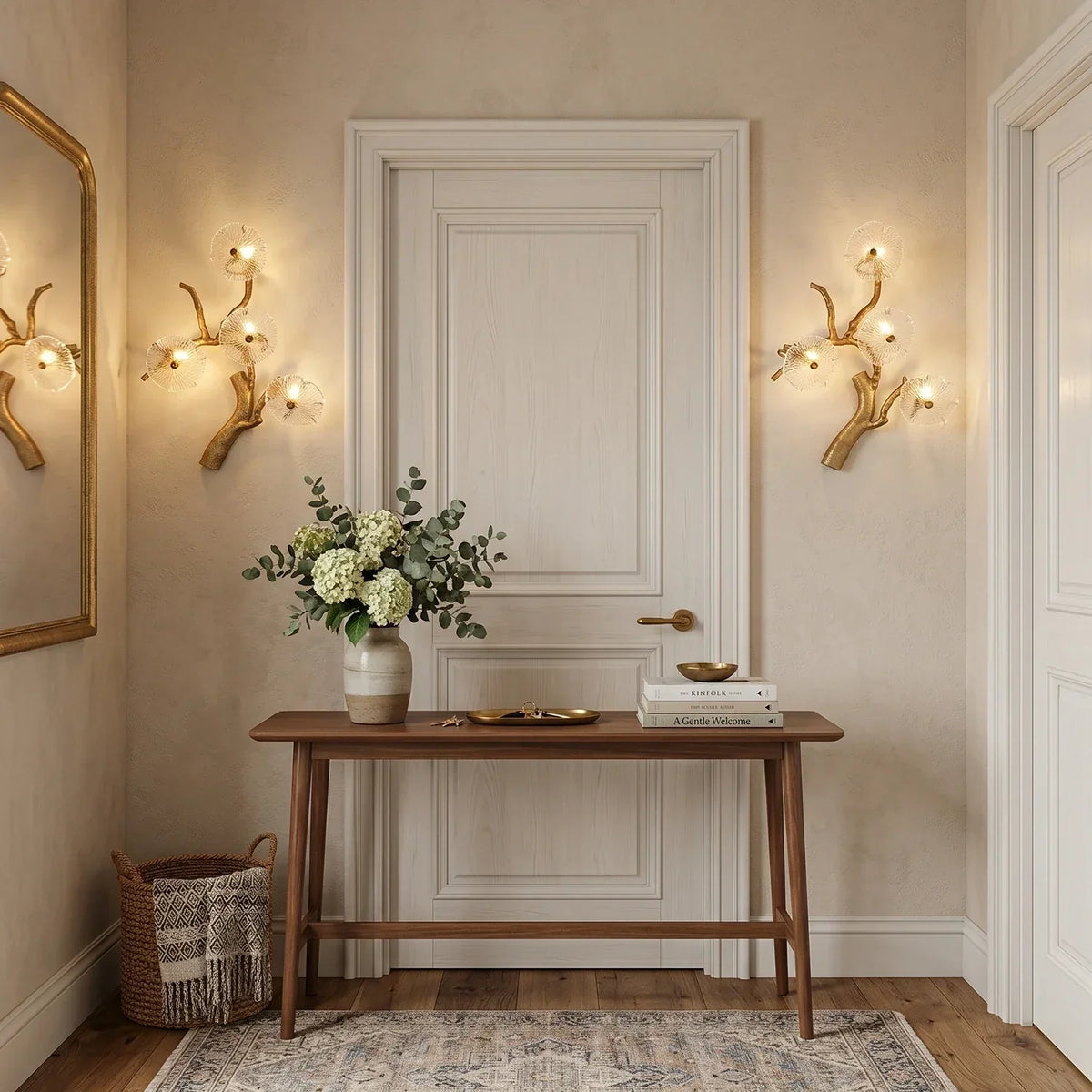 Glass Lotus Leaf Brass Branch Wall Lamp – Glass detail 8