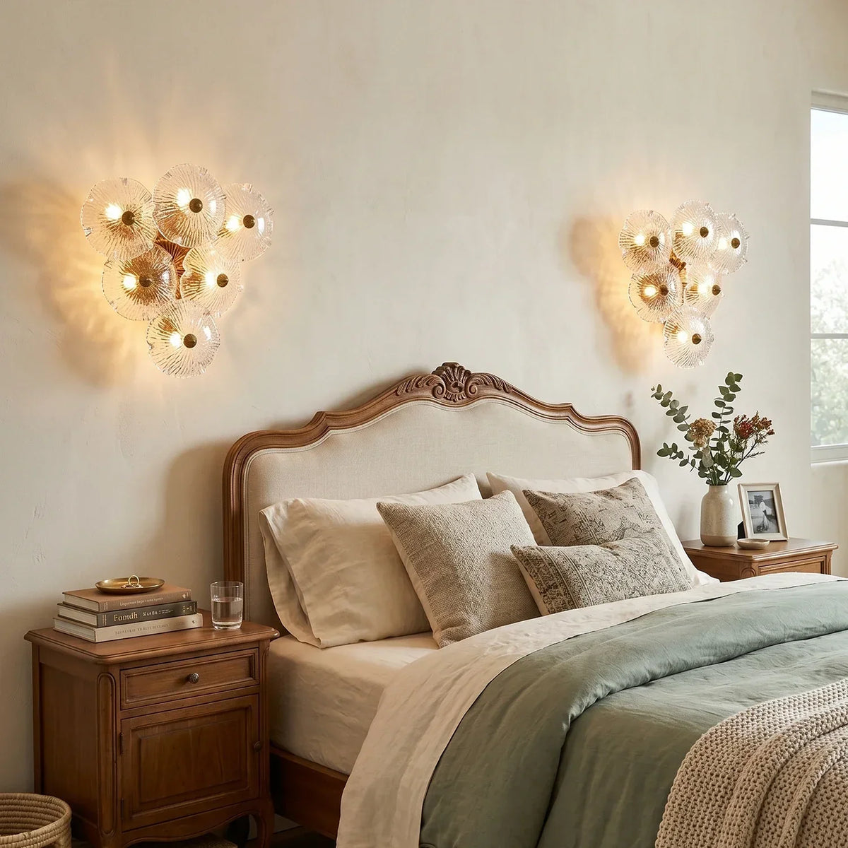 Glass Lotus Leaf Brass Branch Wall Lamp – Glass detail 11