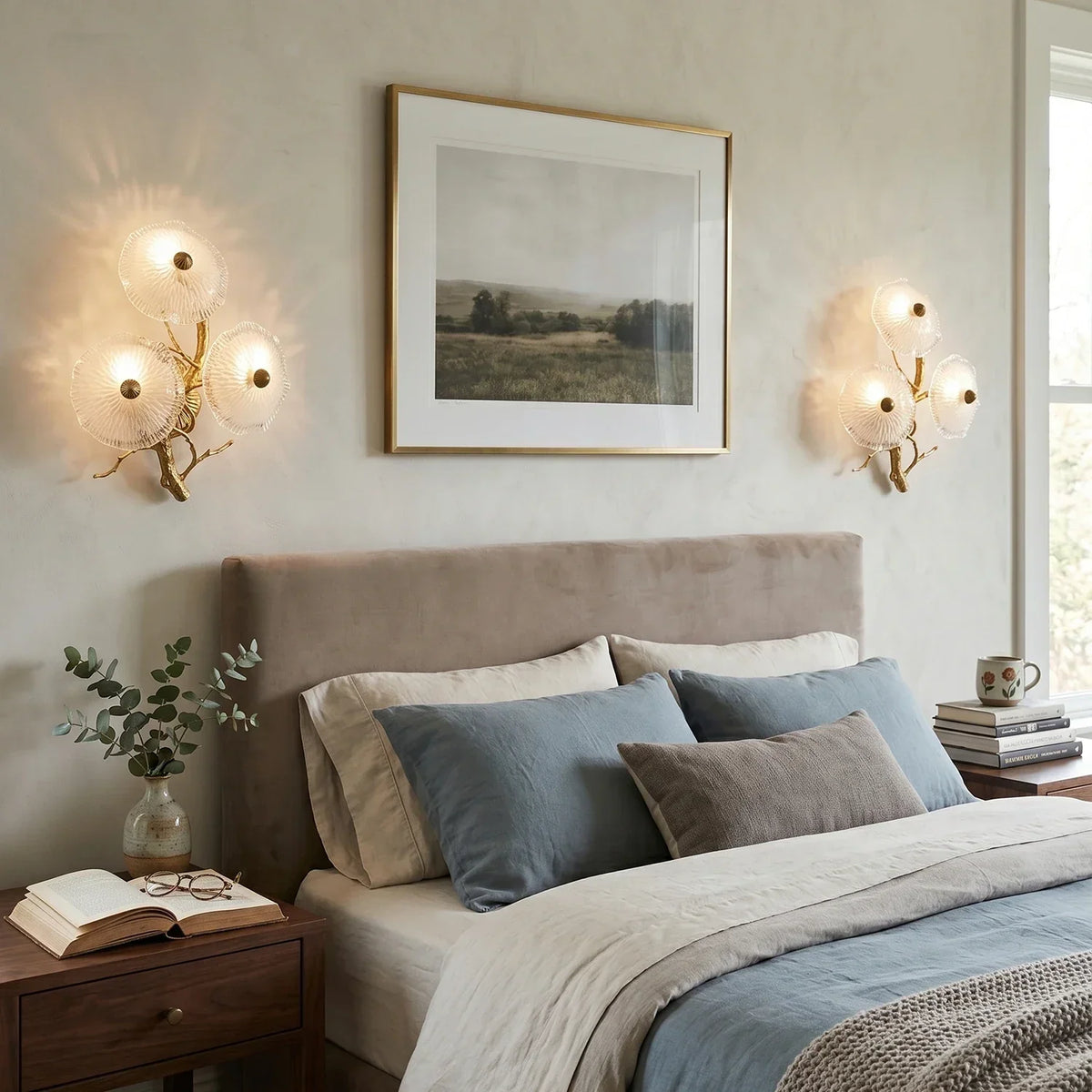 Glass Lotus Leaf Brass Branch Wall Lamp – Glass detail 7