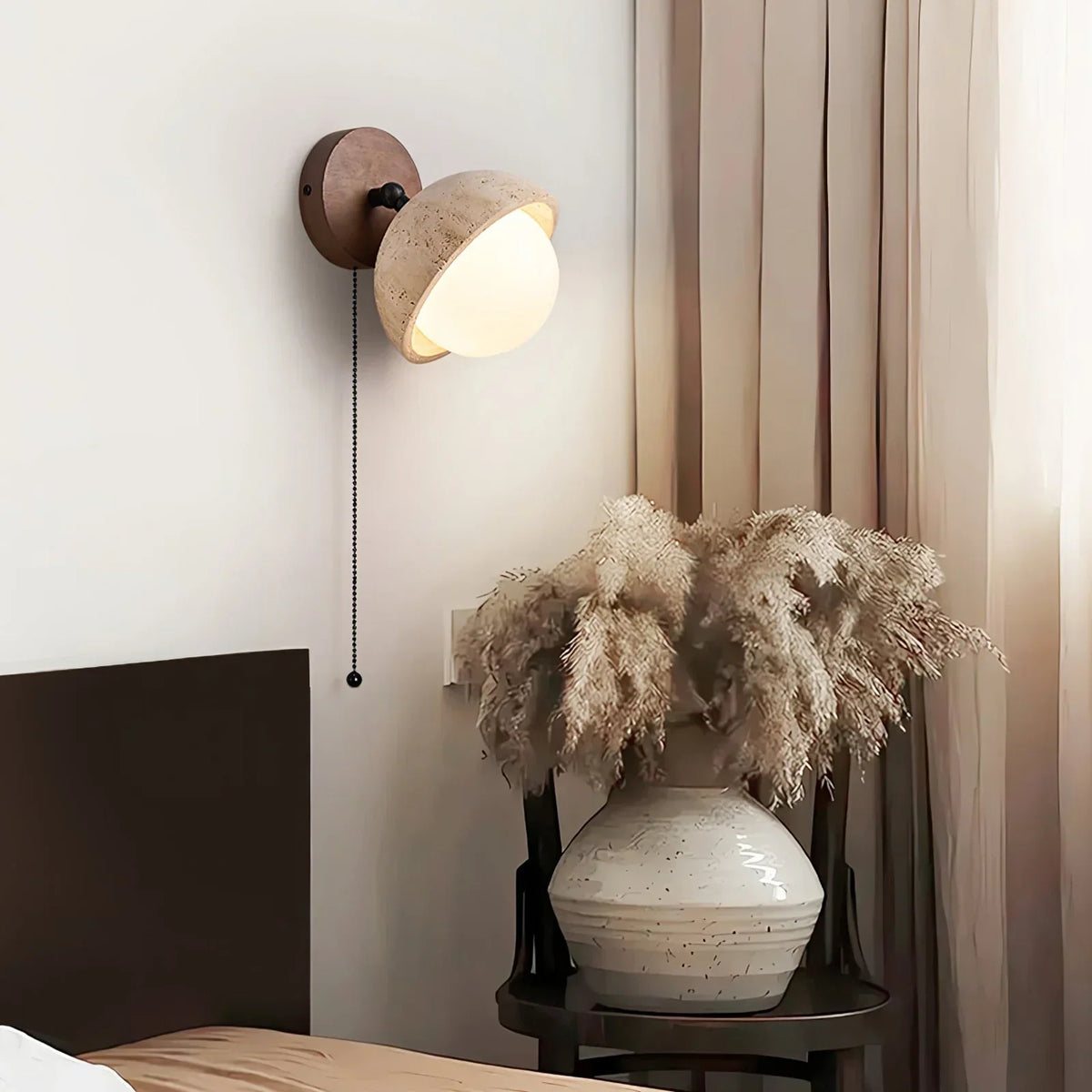 Globe Pecherna Travertine Wall Sconce – Travertine detail 2