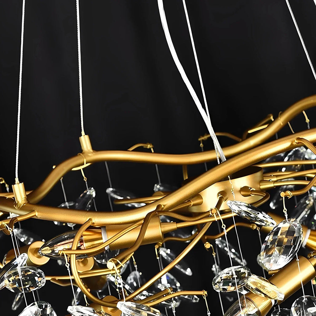 Crystal Teardrop Brass Chandelier – Crystal detail 12