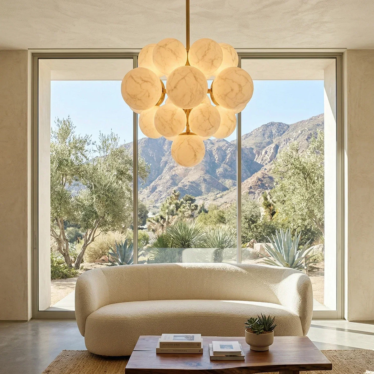Grape Cluster Alabaster Spherical Chandelier – Alabaster detail 8