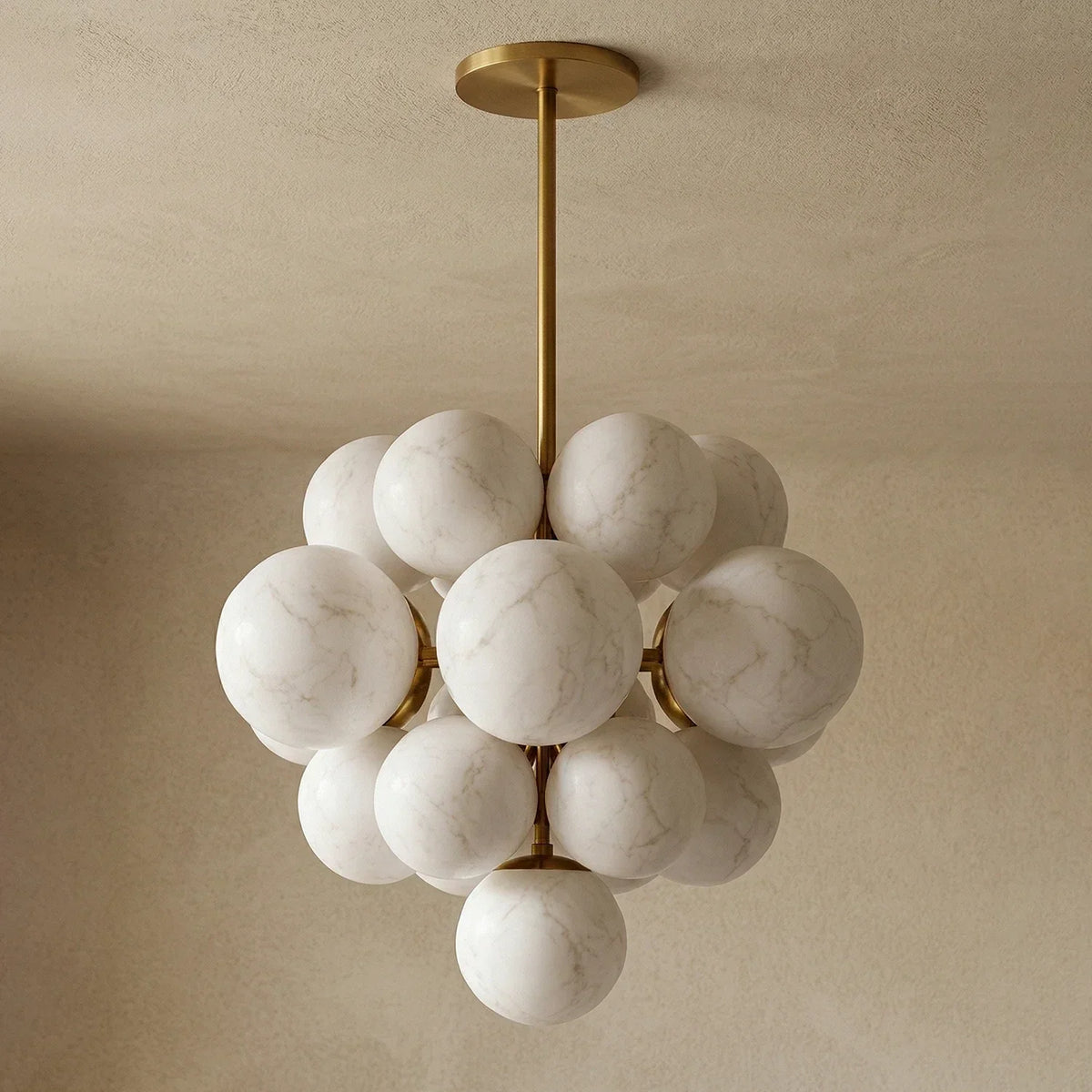 Grape Cluster Alabaster Spherical Chandelier – Alabaster detail 12