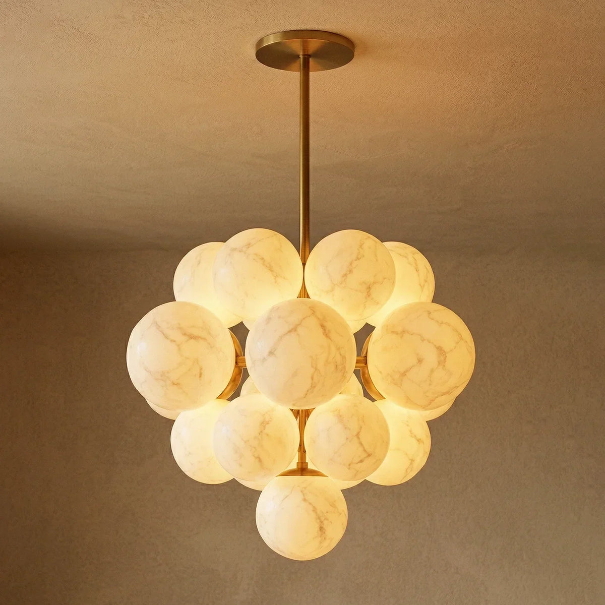 Grape Cluster Alabaster Spherical Chandelier – Alabaster detail 11