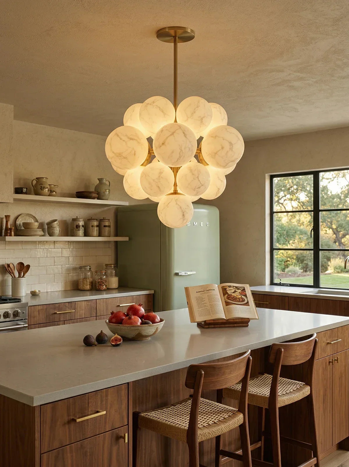 Grape Cluster Alabaster Spherical Chandelier – Alabaster detail 10
