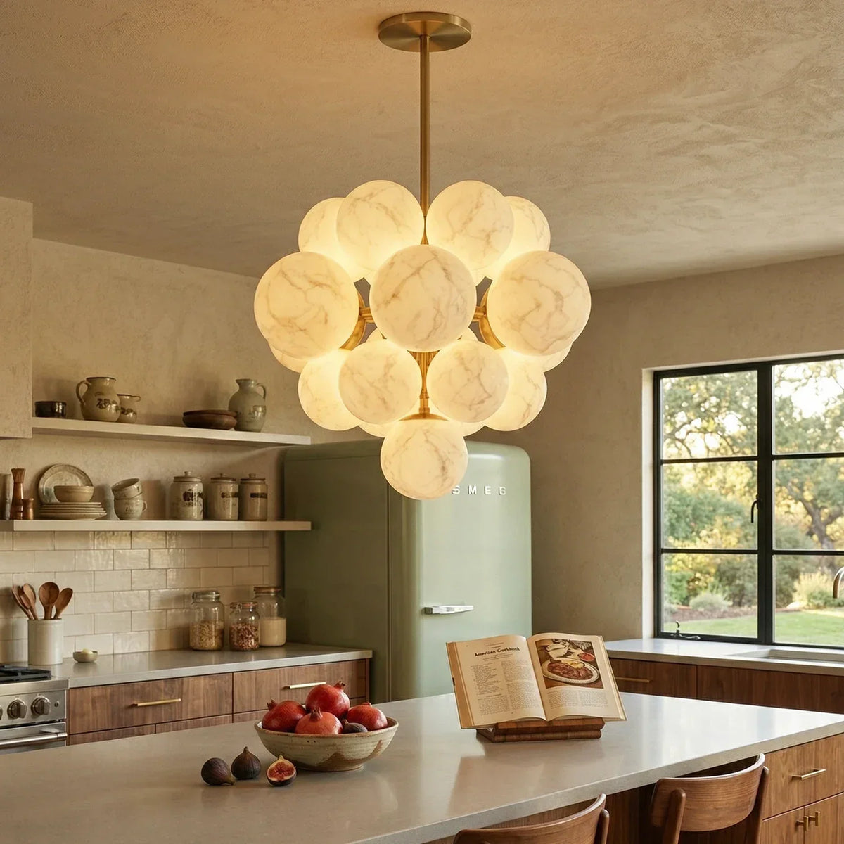 Grape Cluster Alabaster Spherical Chandelier – Alabaster detail 2
