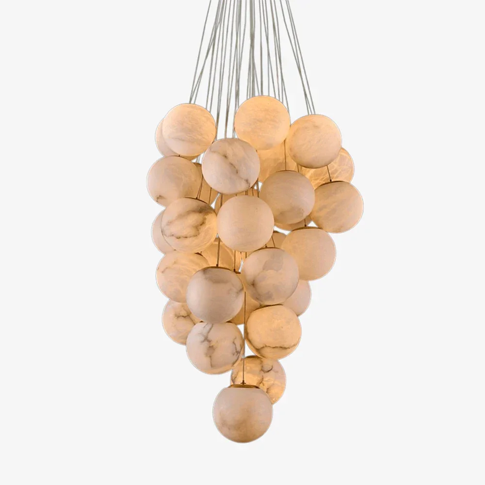 Grape-Shaped Alabaster Cluster Chandelier – Alabaster detail 12