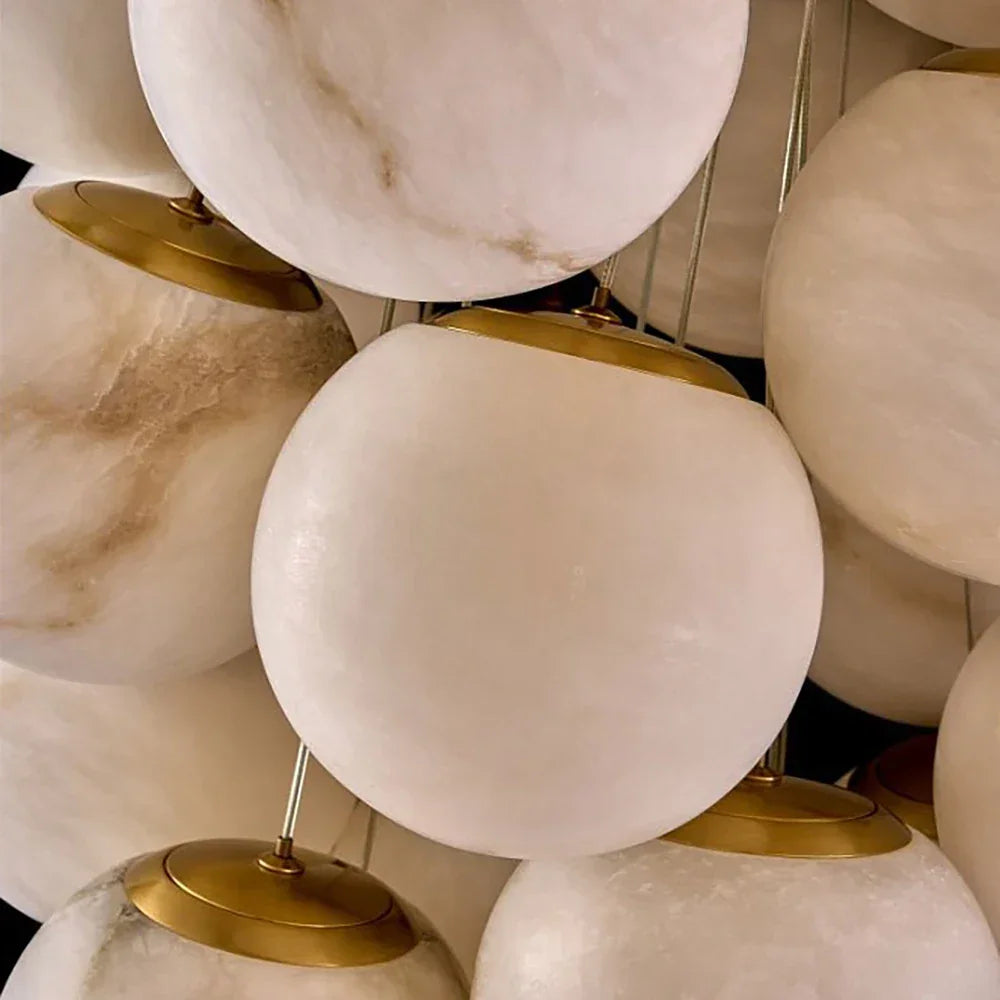 Grape-Shaped Alabaster Cluster Chandelier – Alabaster detail 9