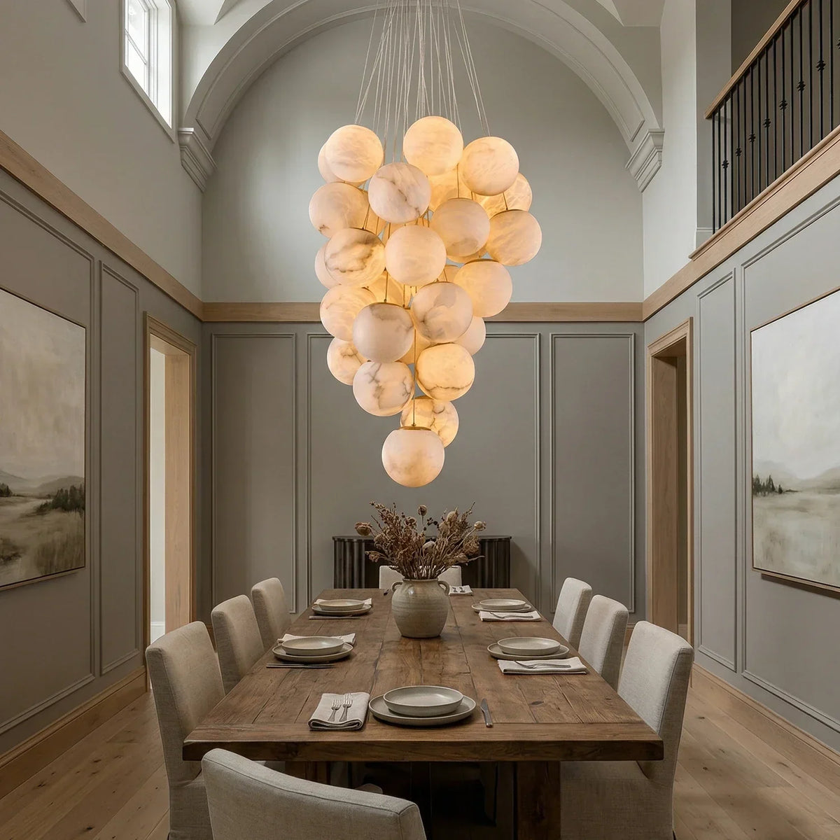 Grape-Shaped Alabaster Cluster Chandelier – Alabaster detail 6