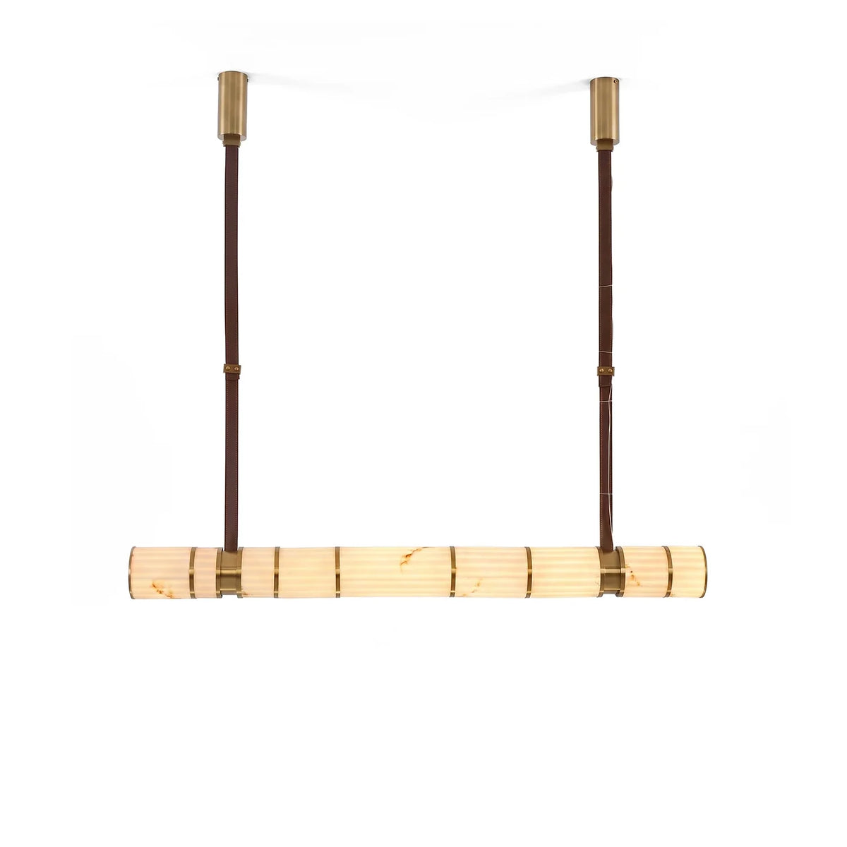 Halden Leather Strap Alabaster Linear Chandelier – Alabaster detail 14