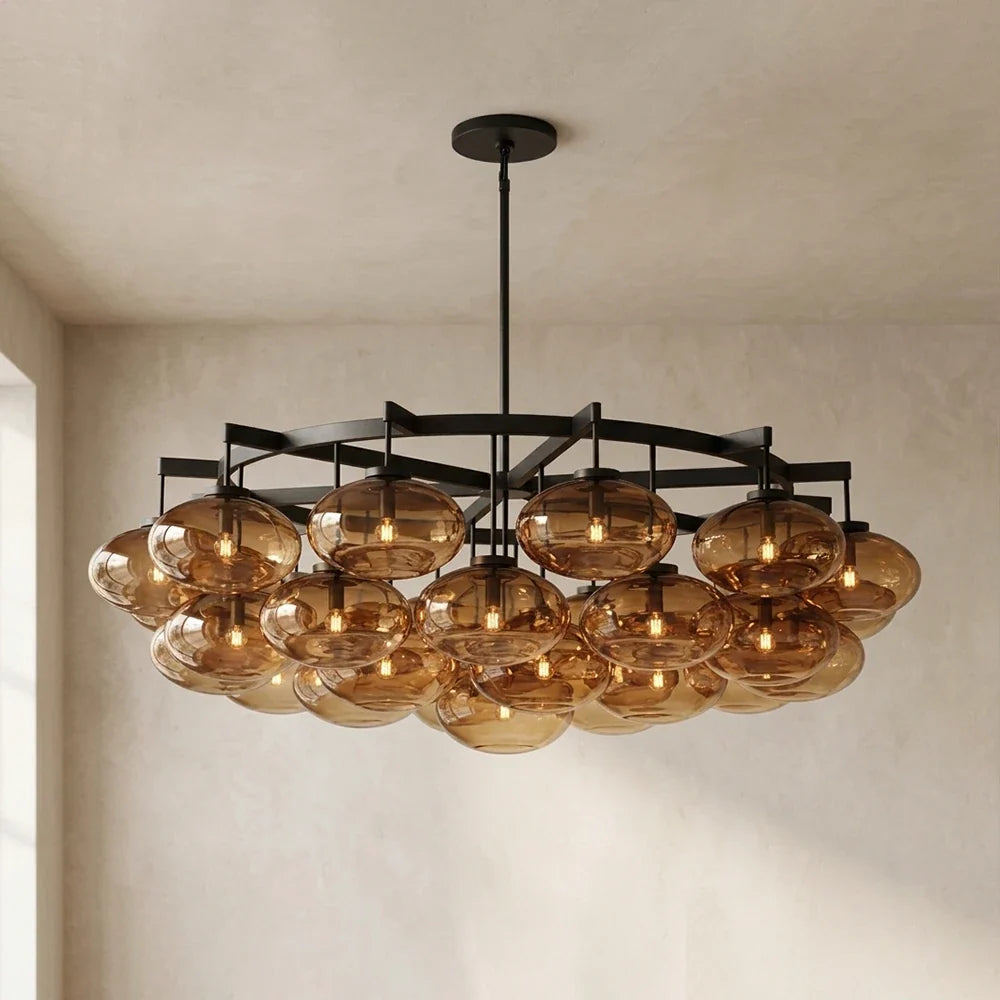 Halden Smoked Glass Cluster Chandelier – Glass detail 33
