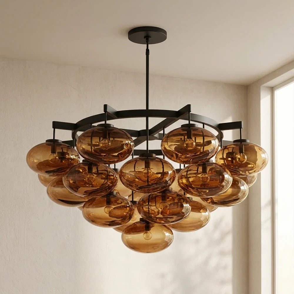 Halden Smoked Glass Cluster Chandelier – Glass detail 27