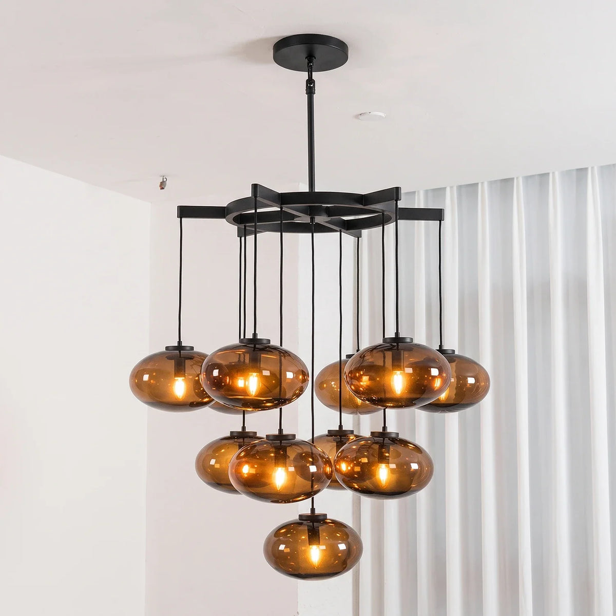 Halden Smoked Glass Cluster Chandelier – Glass detail 21
