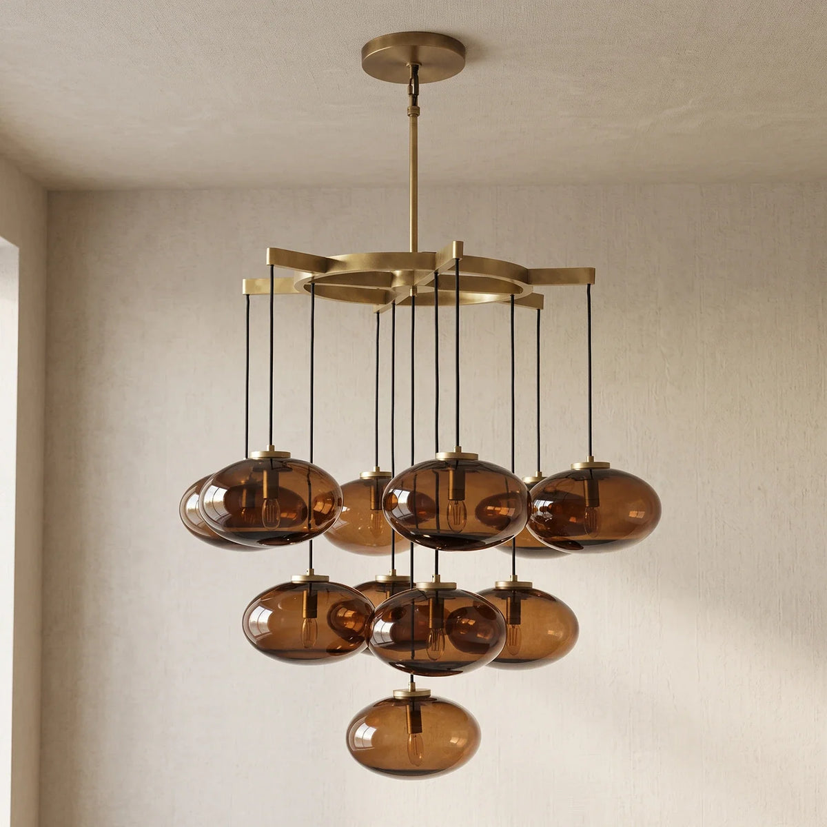 Halden Smoked Glass Cluster Chandelier – Glass detail 44