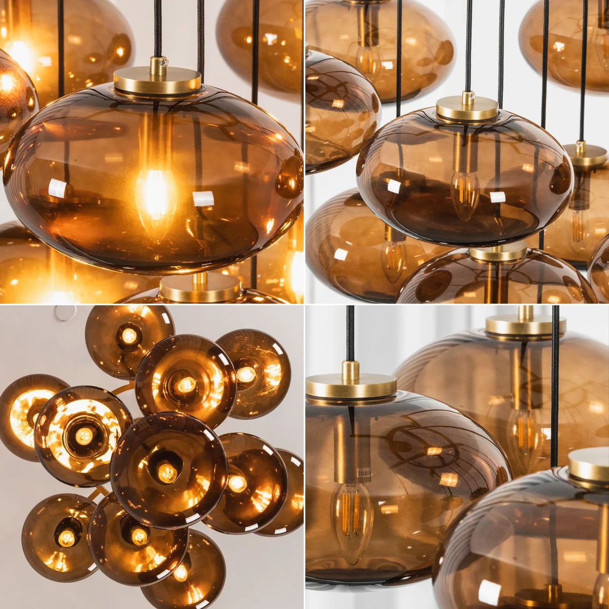 Halden Smoked Glass Cluster Chandelier – Glass detail 13