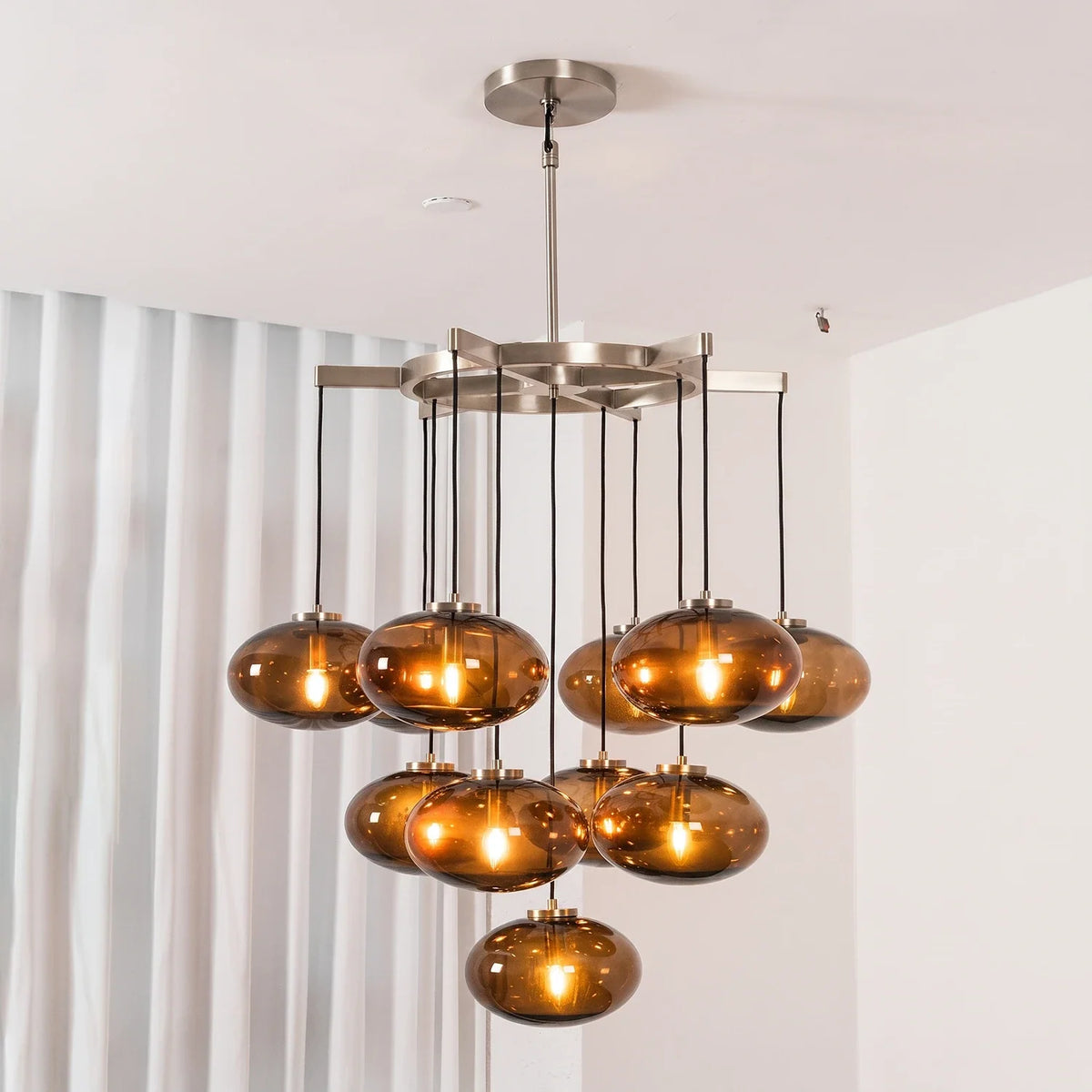 Halden Smoked Glass Cluster Chandelier – Glass detail 22
