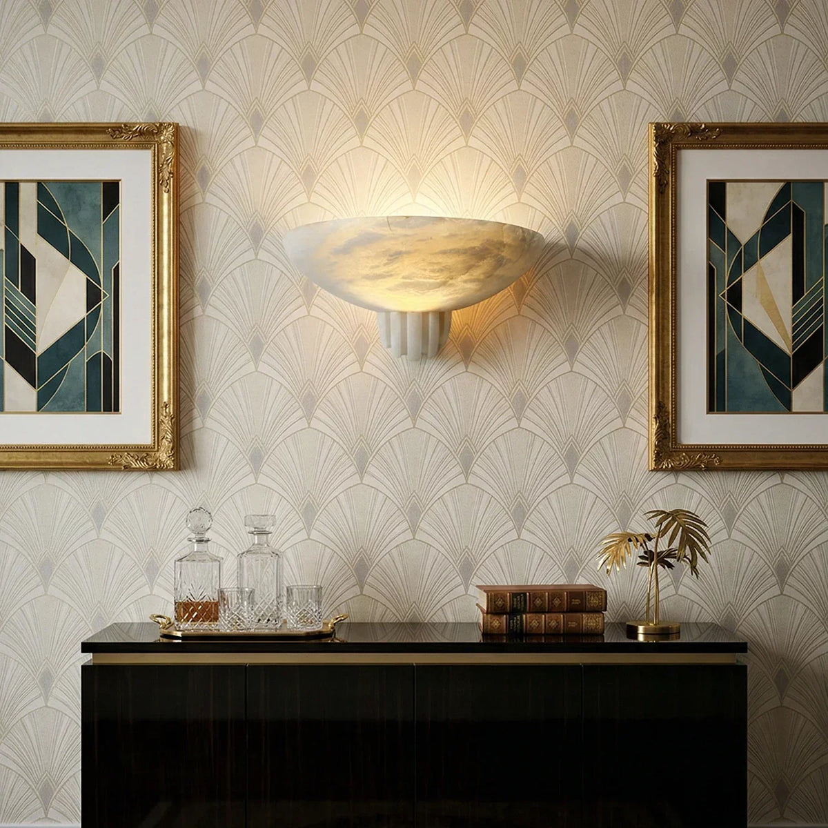 Half-Moon Rare Alabaster Art Wall Lamp – Alabaster detail 4