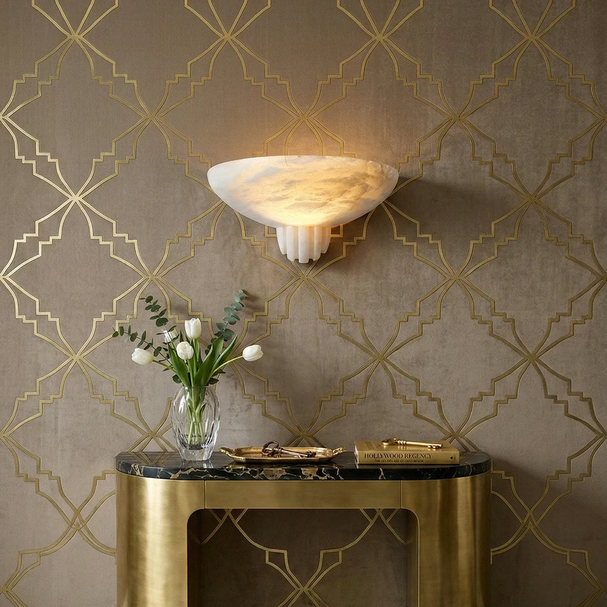 Half-Moon Rare Alabaster Art Wall Lamp – Alabaster detail 2