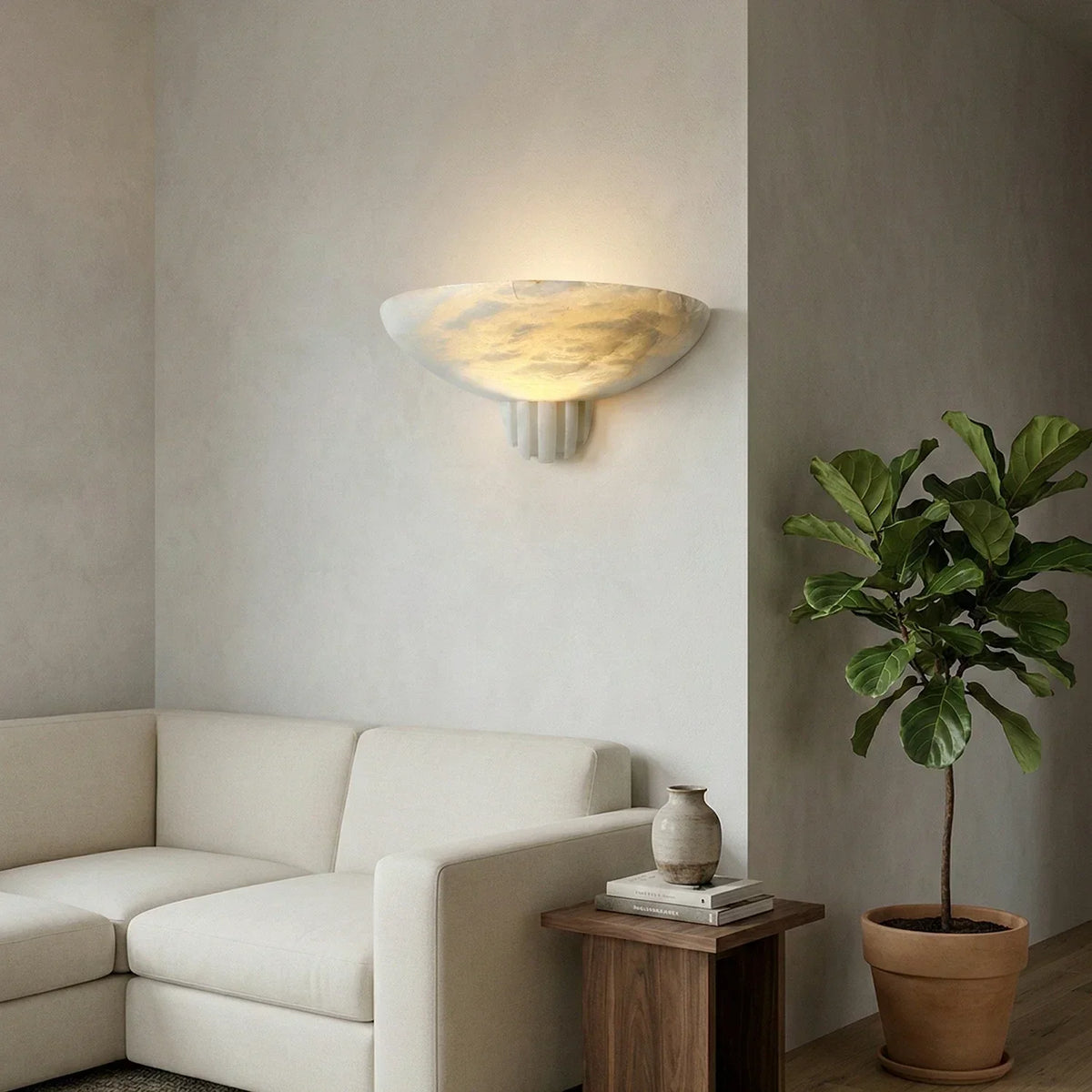 Half-Moon Rare Alabaster Art Wall Lamp – Alabaster detail 3