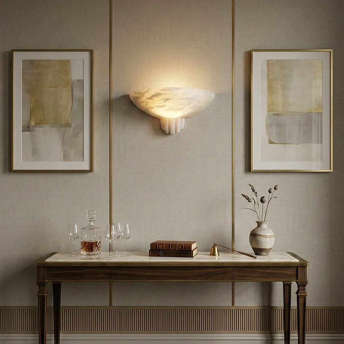 Half-Moon Rare Alabaster Art Wall Lamp – Alabaster detail 8