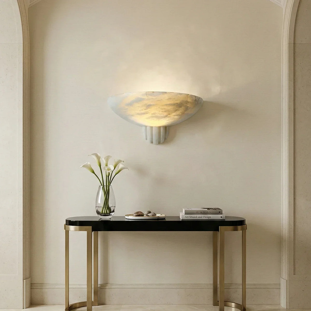 Half-Moon Rare Alabaster Art Wall Lamp – Alabaster detail 6