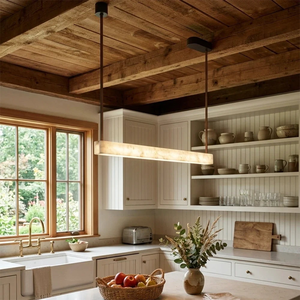 Halia Alabaster Linear Tube Chandelier – Alabaster detail 6
