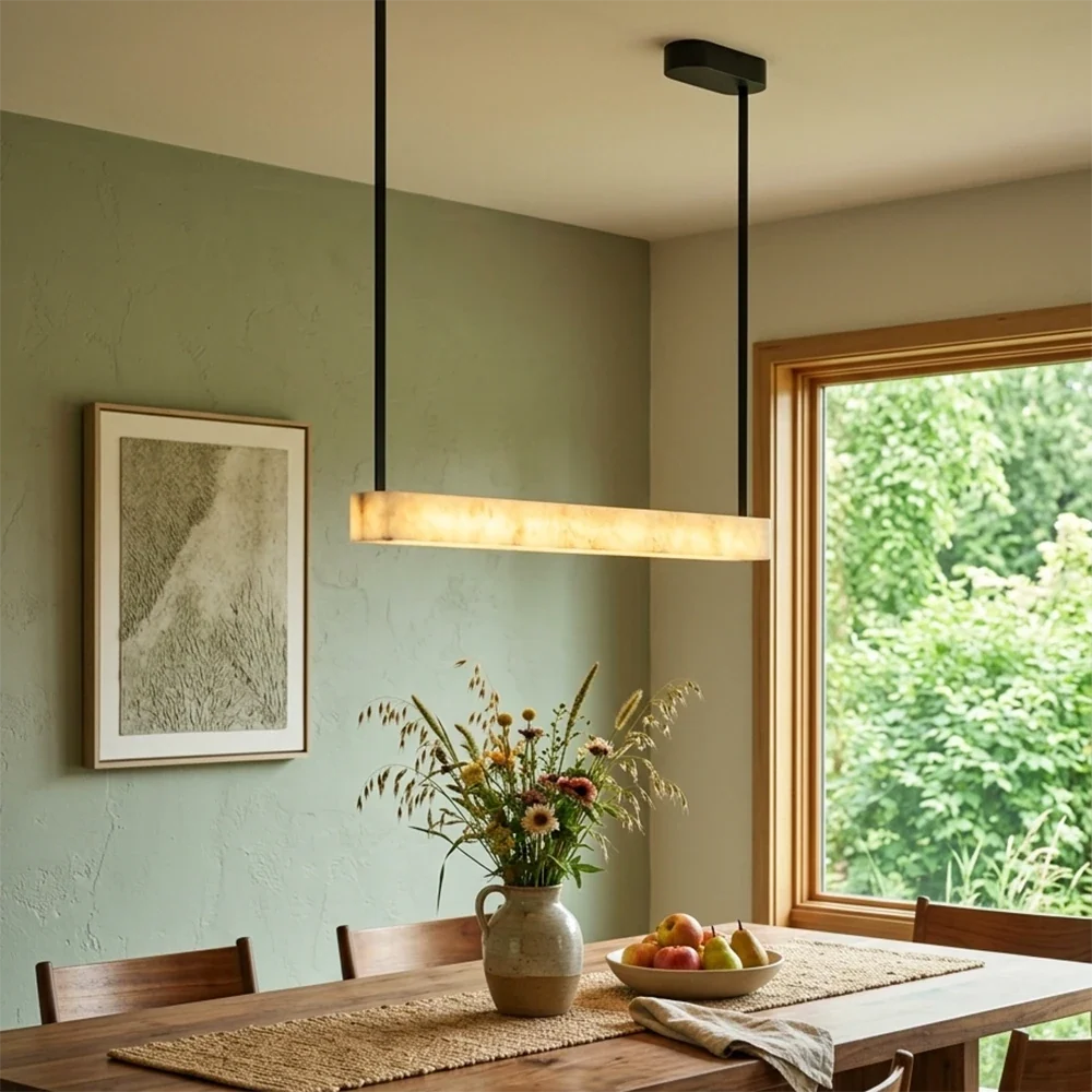 Halia Alabaster Linear Tube Chandelier – Alabaster detail 5
