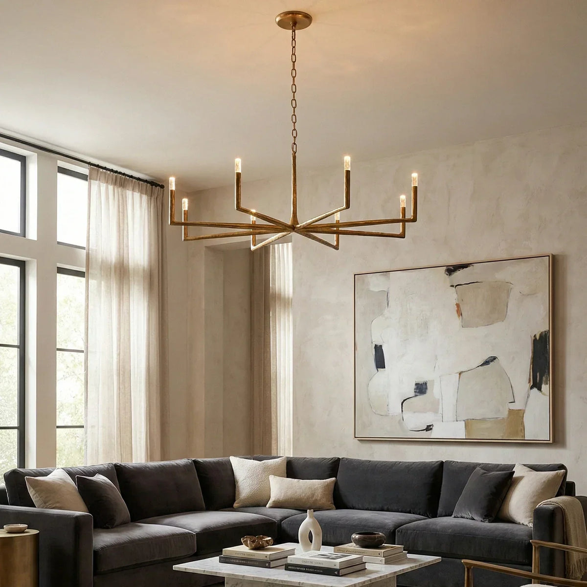 Hammered Cylindrical Lamp Arm Crystal Chandelier – Crystal detail 3
