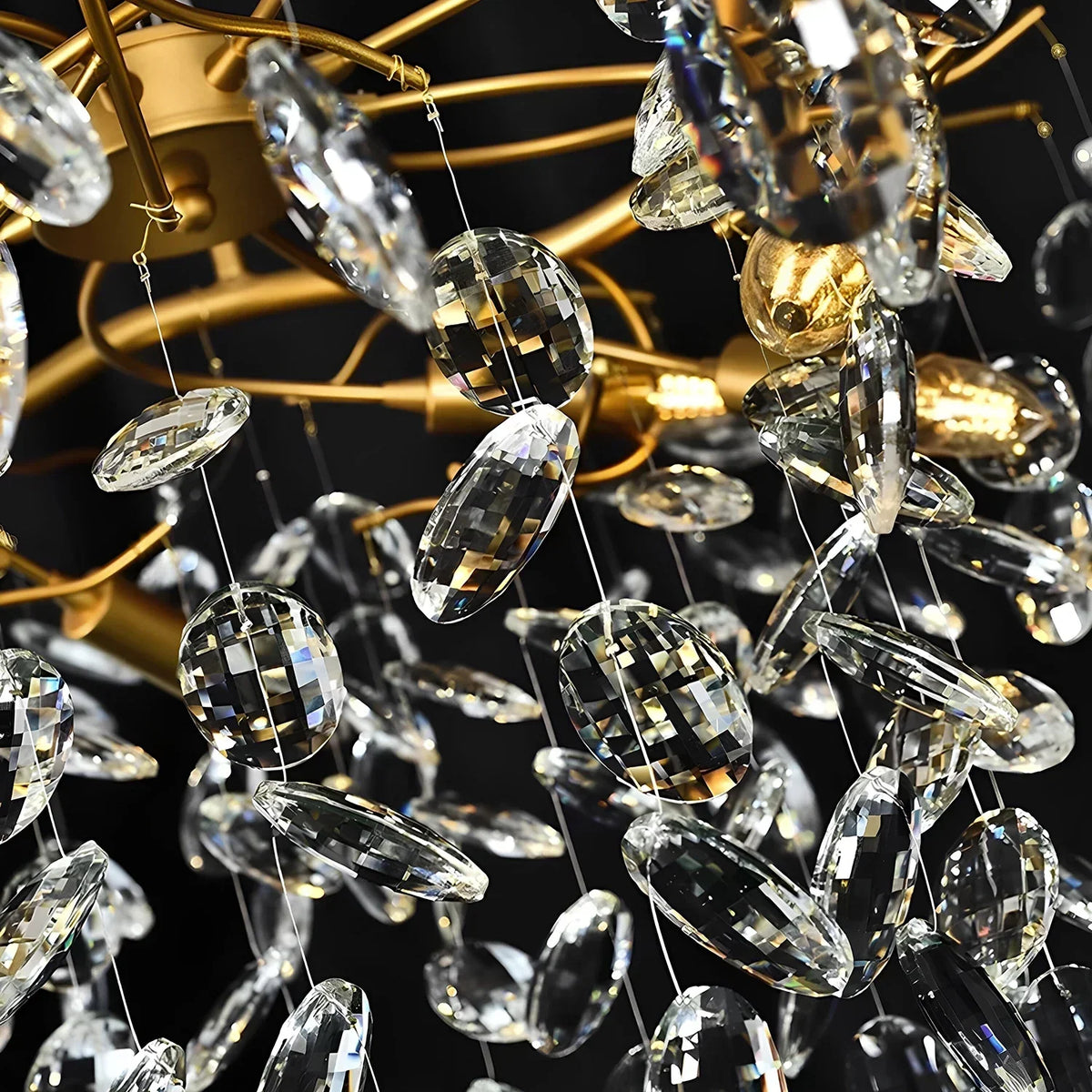Crystal Teardrop Brass Chandelier – Crystal detail 11