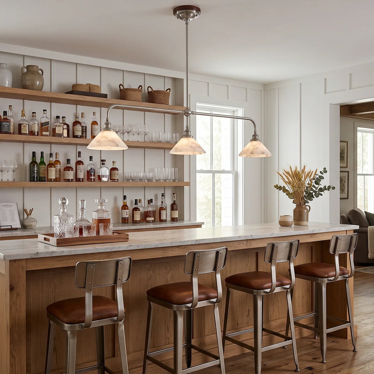 Harlowe Alabaster Two-Light Pendant Light – Alabaster detail 10