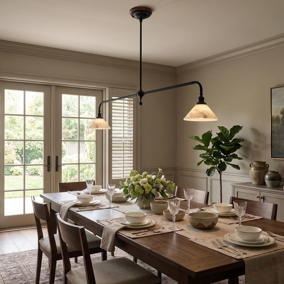 Harlowe Alabaster Two-Light Pendant Light – Alabaster detail 5