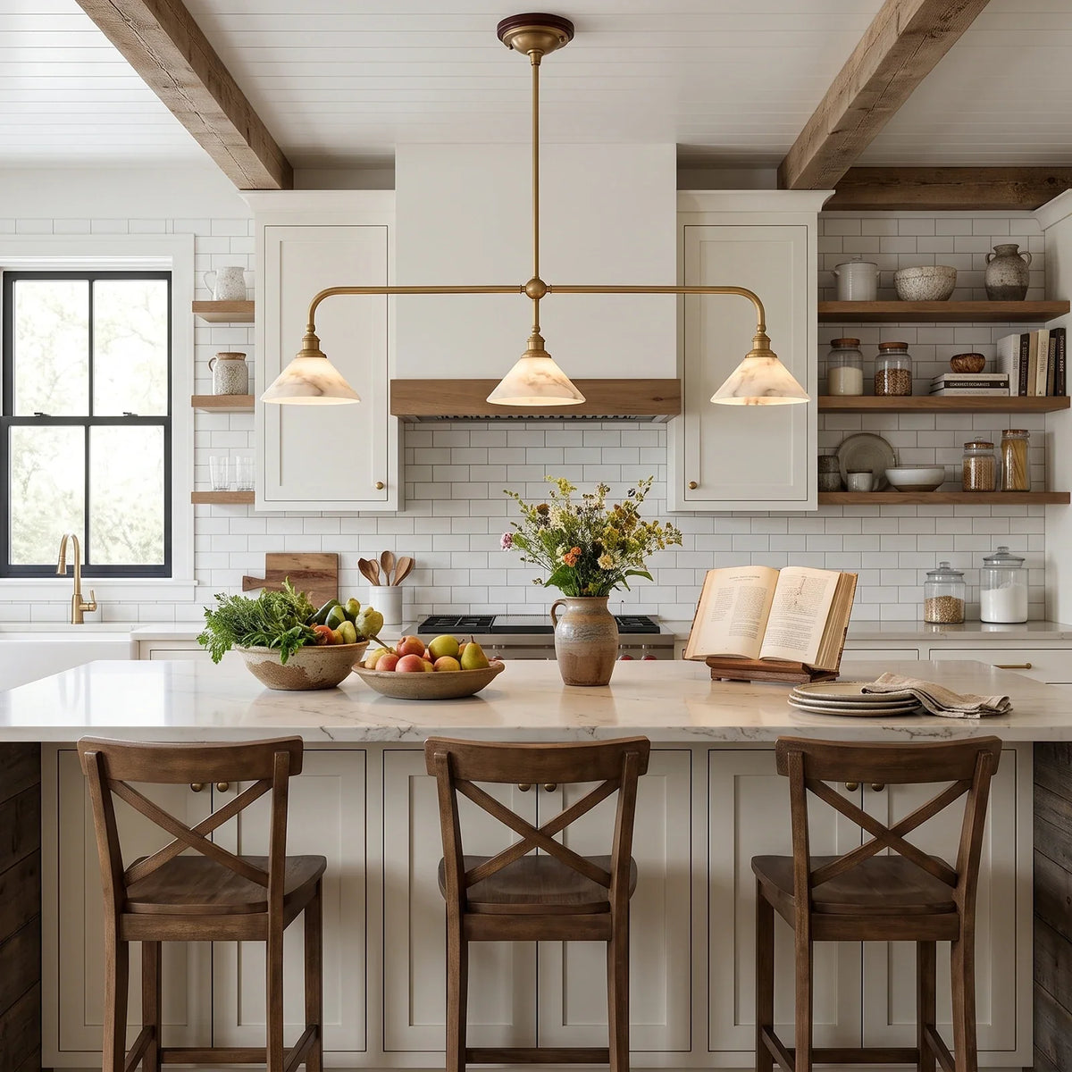 Harlowe Alabaster Two-Light Pendant Light – Alabaster detail 2