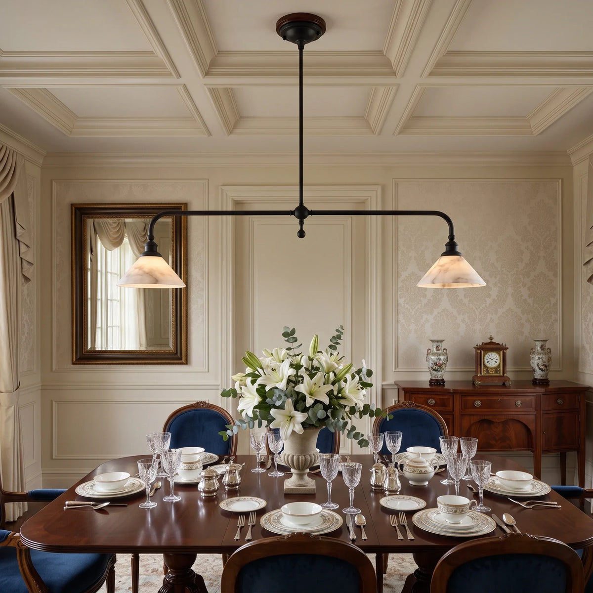 Harlowe Alabaster Two-Light Pendant Light – Alabaster detail 7