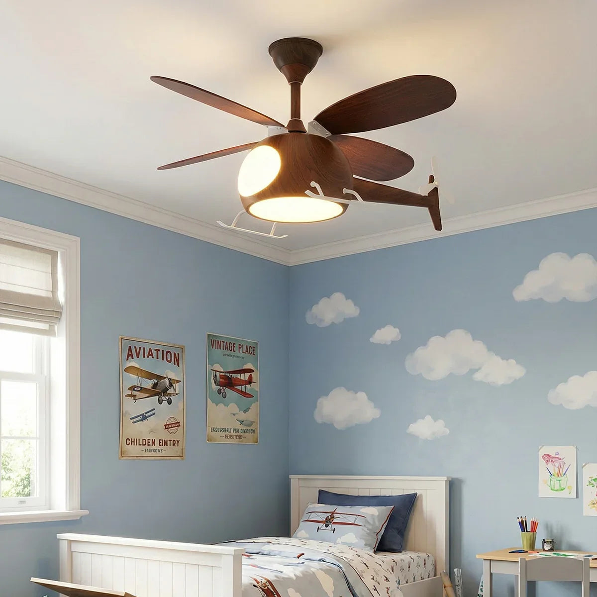 Helicopter Shape Heli Breeze Kids Copper Ceiling Fan Light – Copper detail 6