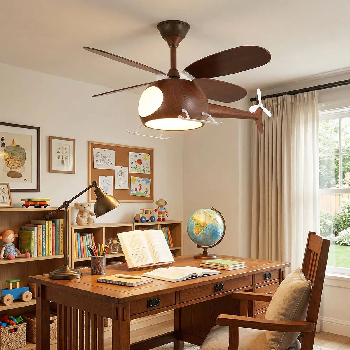 Helicopter Shape Heli Breeze Kids Copper Ceiling Fan Light – Copper detail 2