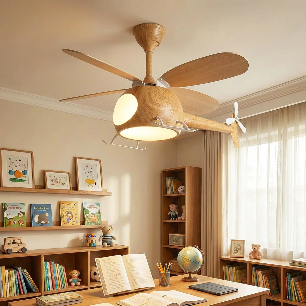 Helicopter Shape Heli Breeze Kids Copper Ceiling Fan Light – Copper detail 3