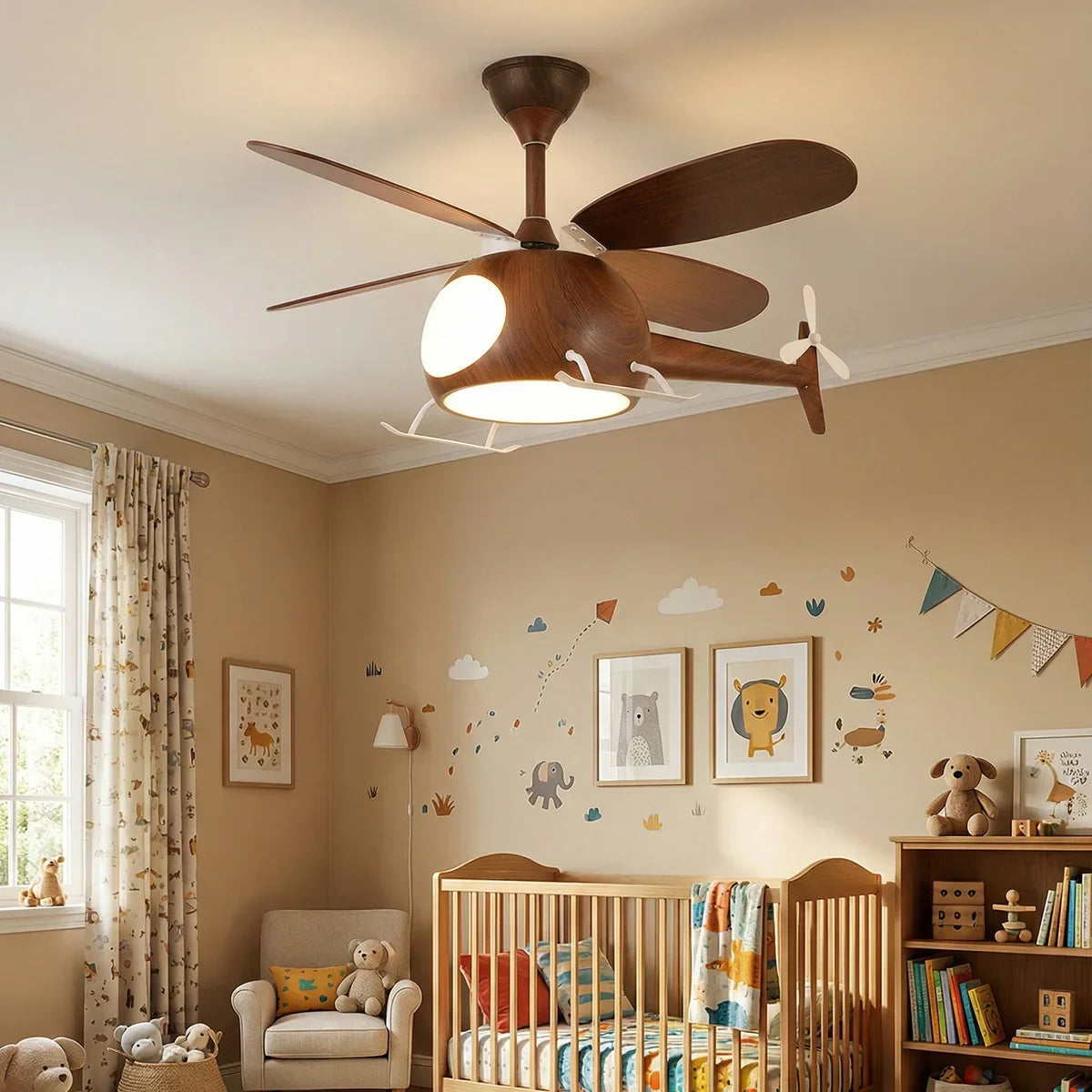 Helicopter Shape Heli Breeze Kids Copper Ceiling Fan Light – Copper detail 4