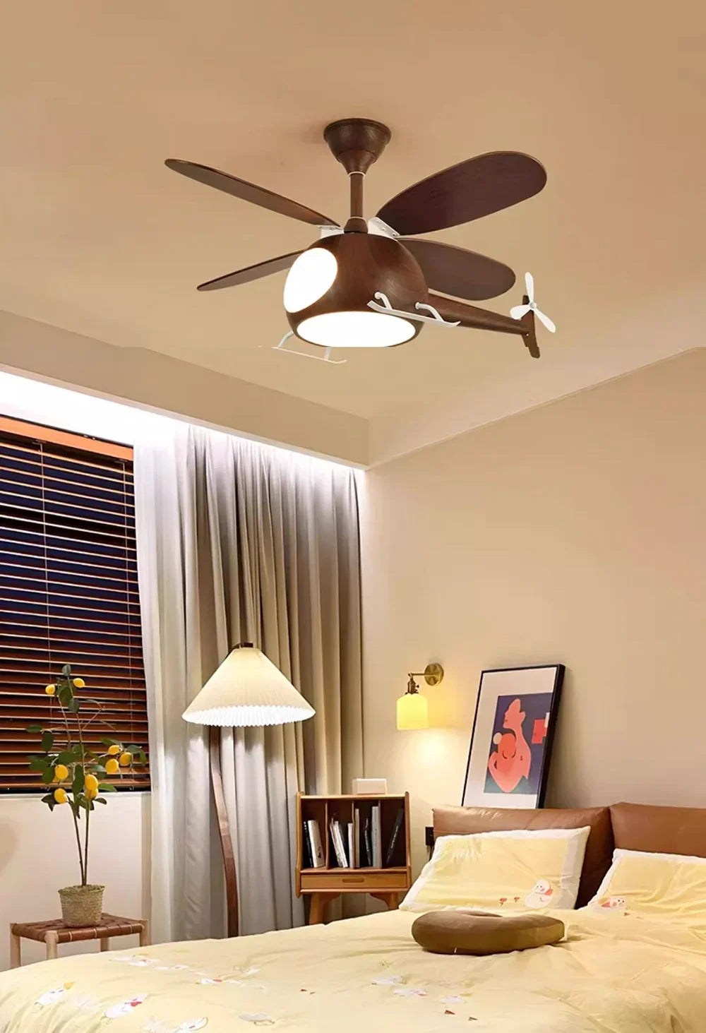 Helicopter Shape Heli Breeze Kids Copper Ceiling Fan Light – Copper detail 11