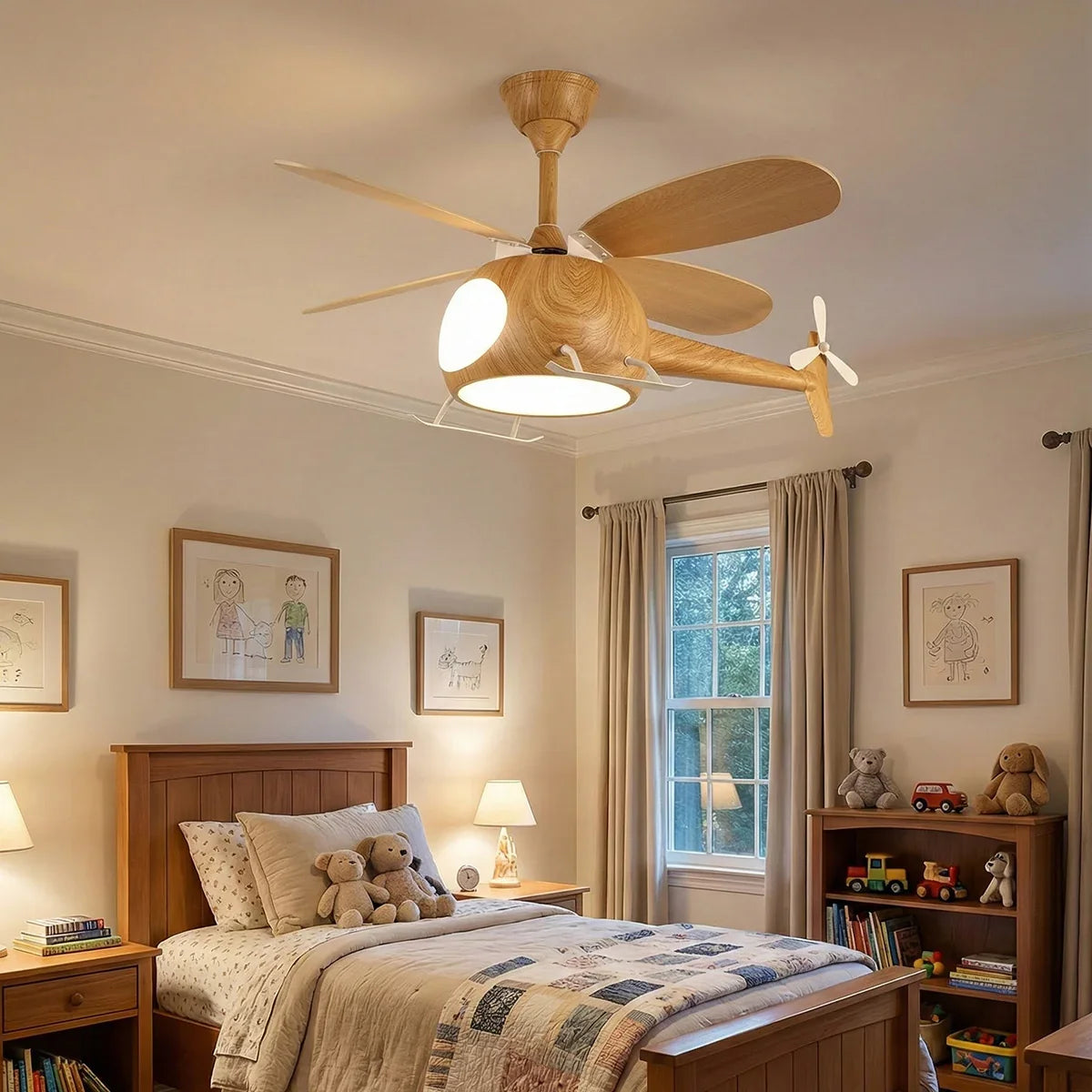 Helicopter Shape Heli Breeze Kids Copper Ceiling Fan Light – Copper detail 8