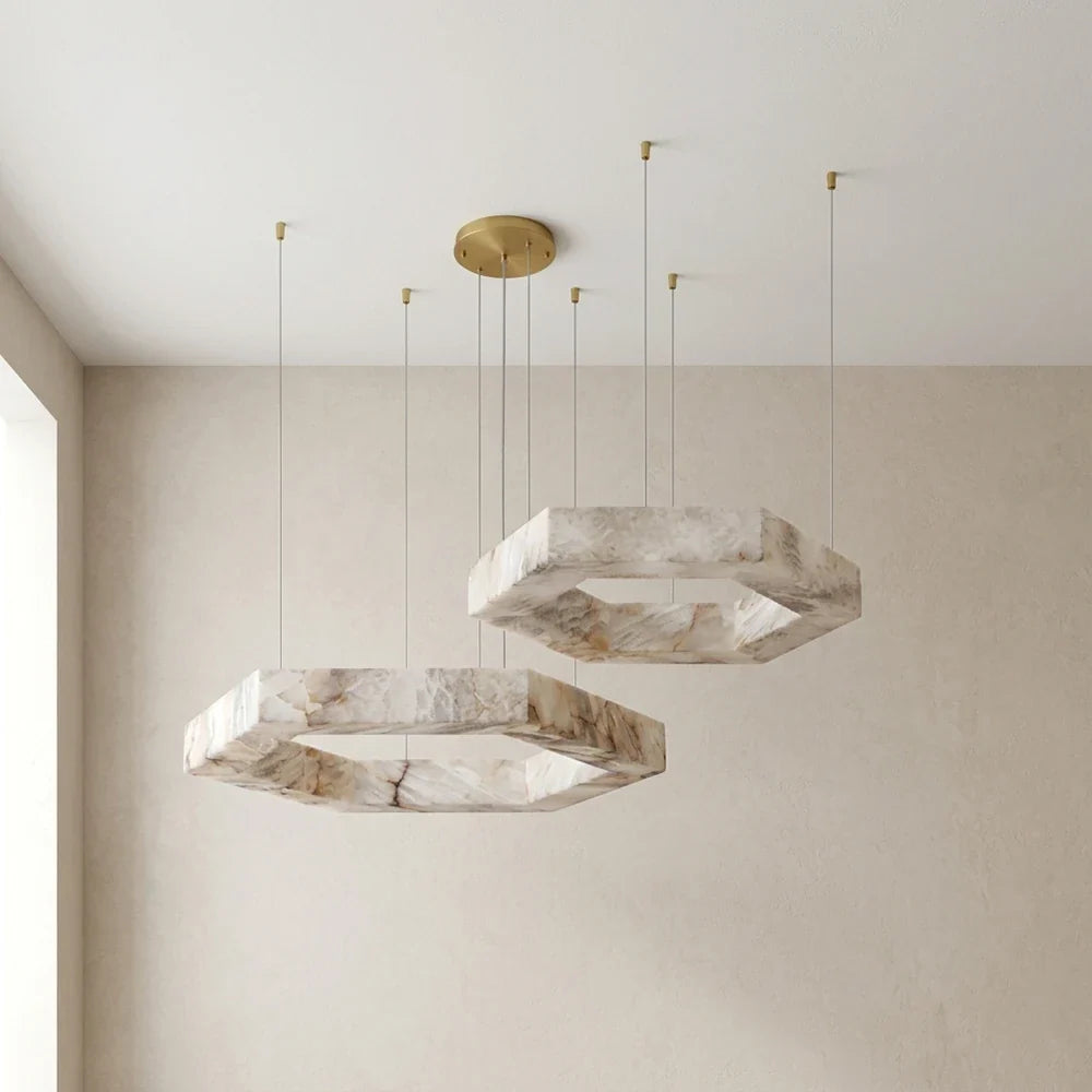 Hexagonal Alabaster Chandelier – Alabaster detail 16