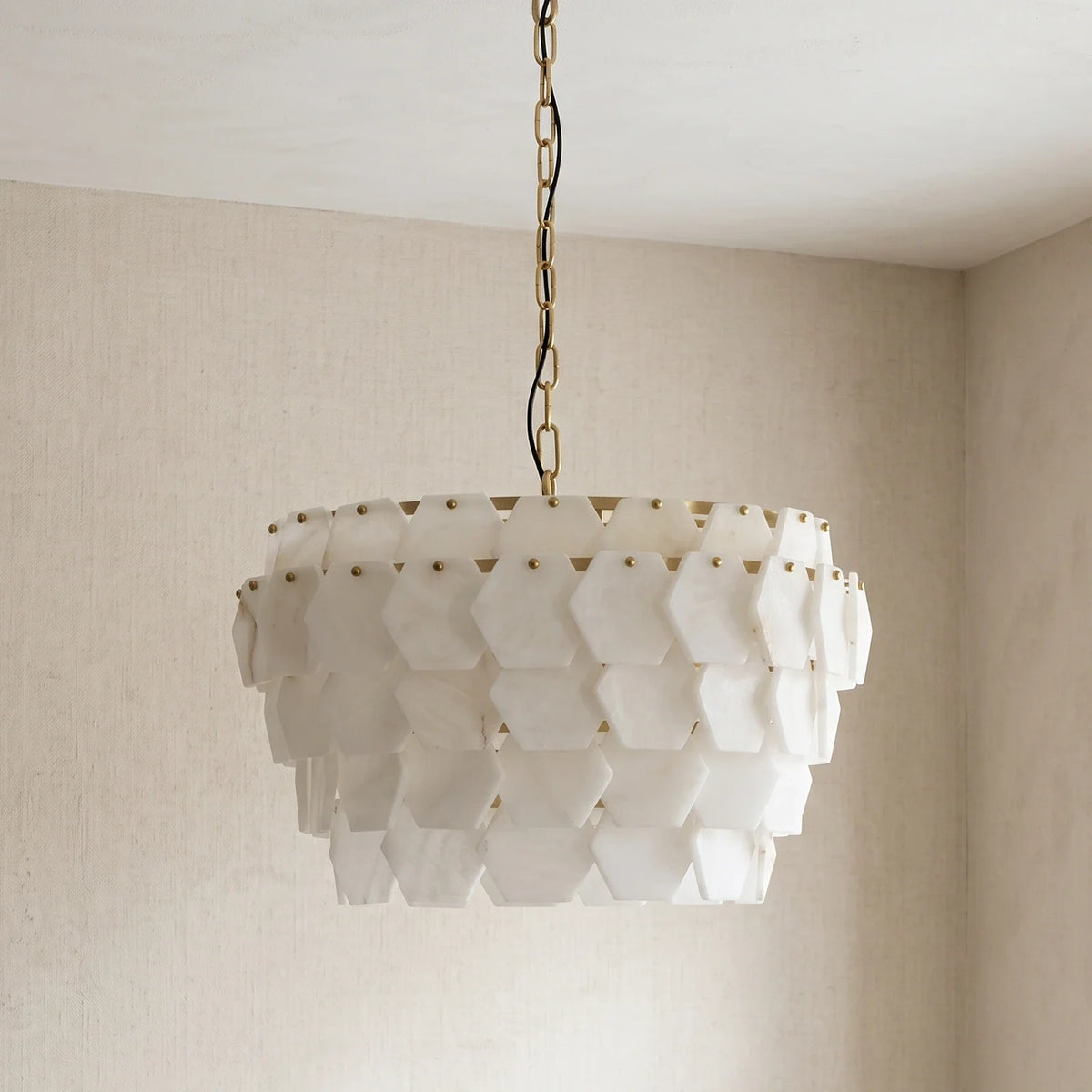 Hexagonal Layered Alabaster Chandelier – Alabaster detail 15