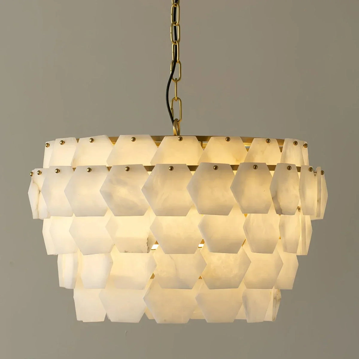 Hexagonal Layered Alabaster Chandelier – Alabaster detail 12