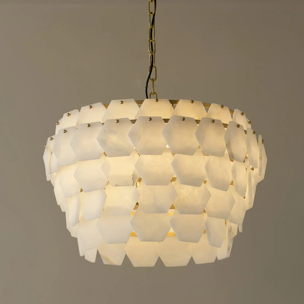 Hexagonal Layered Alabaster Chandelier – Alabaster detail 13