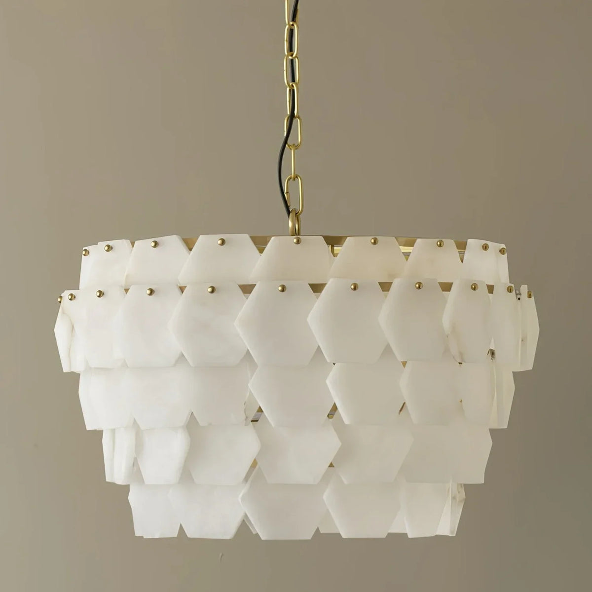 Hexagonal Layered Alabaster Chandelier – Alabaster detail 14